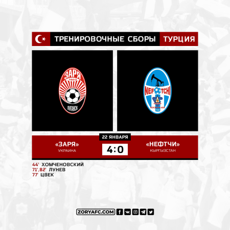 «Заря» с разгромным счетом победила «Нефтчи»